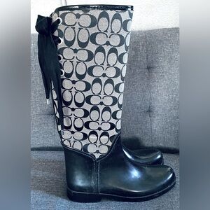 COACH Tristee Logo Lace-Up Rain Boots